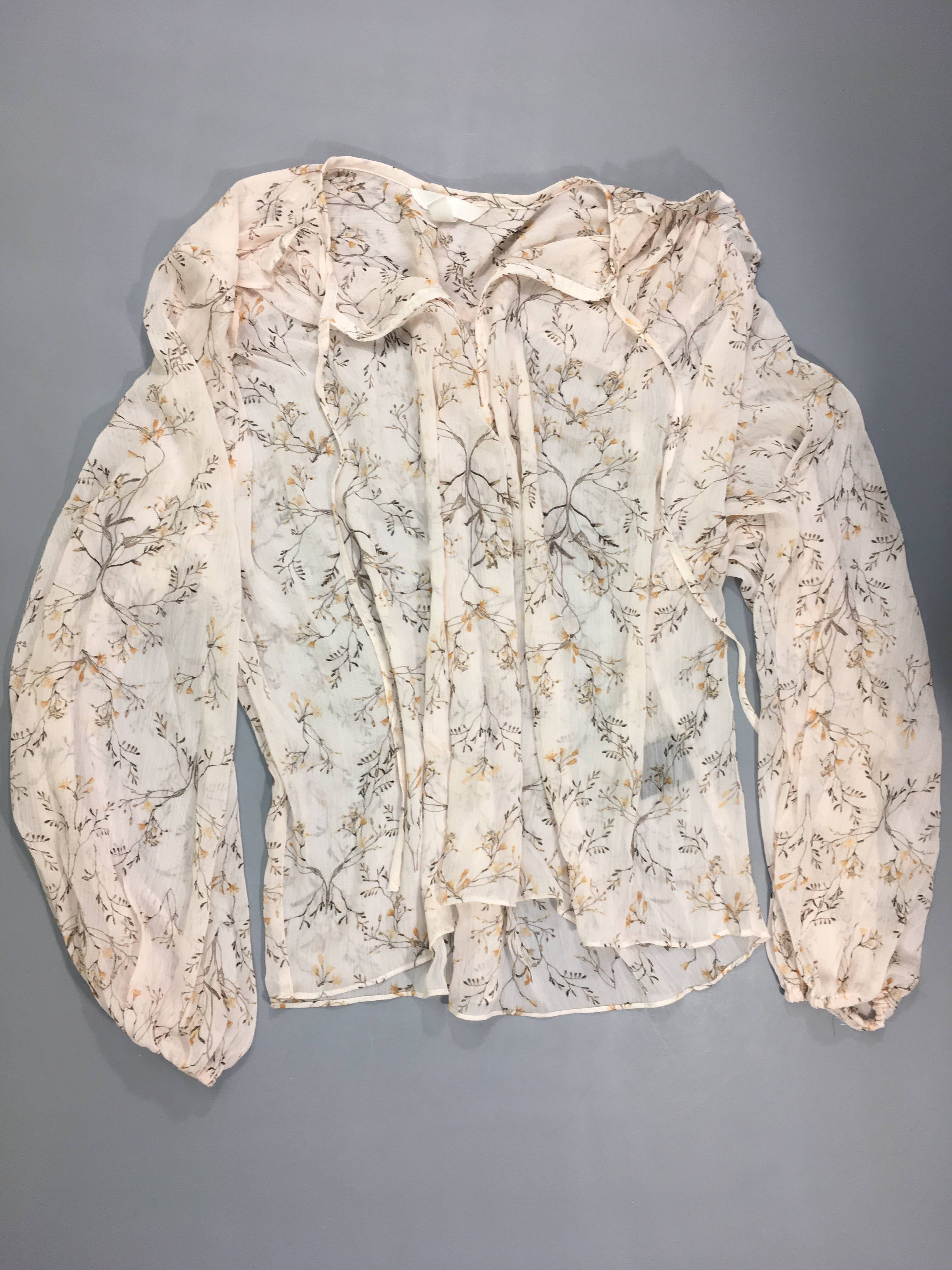 Chemisier voilé écru feuillage