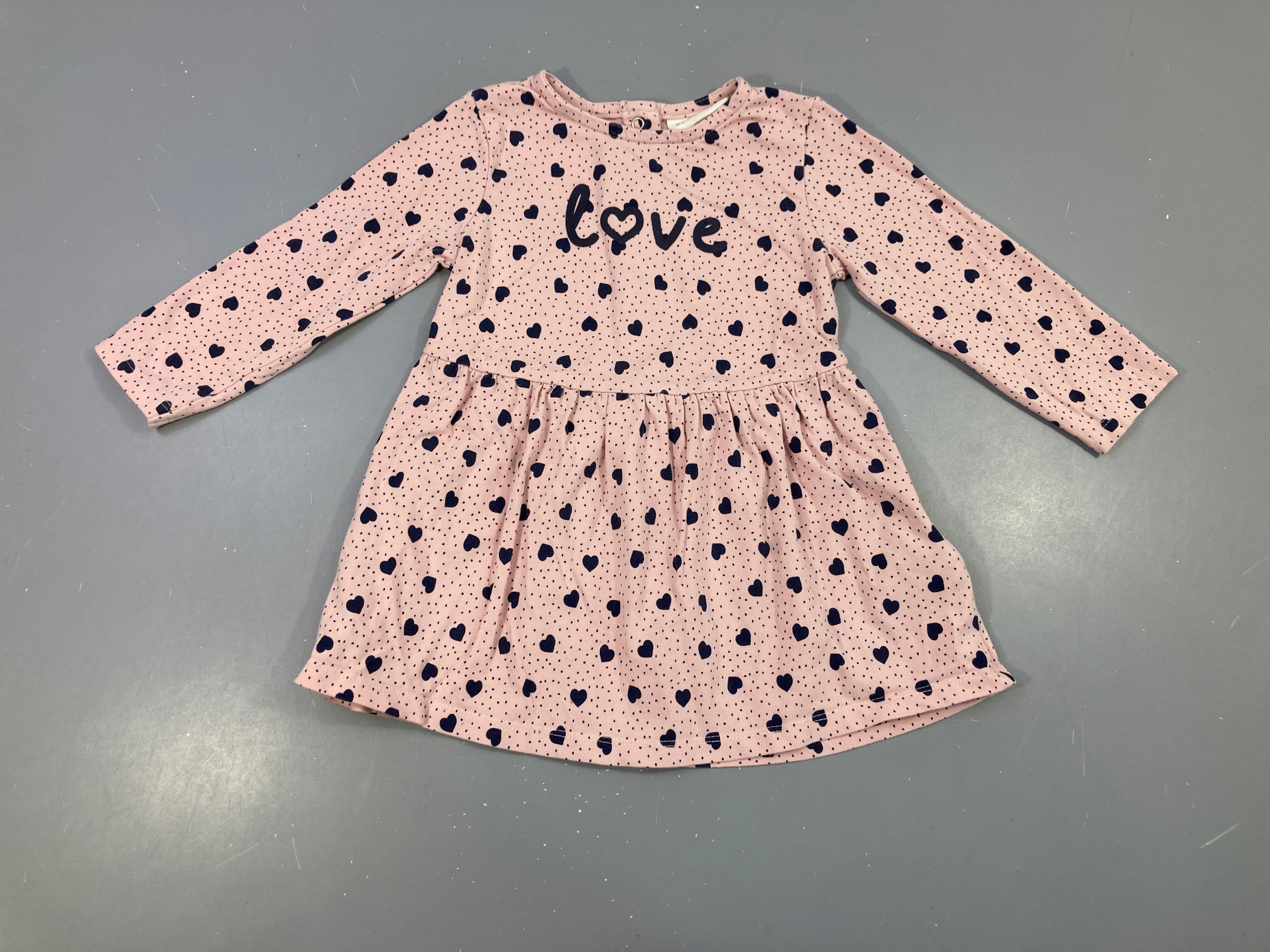 Robe m.l jersey rose coeurs/pois love