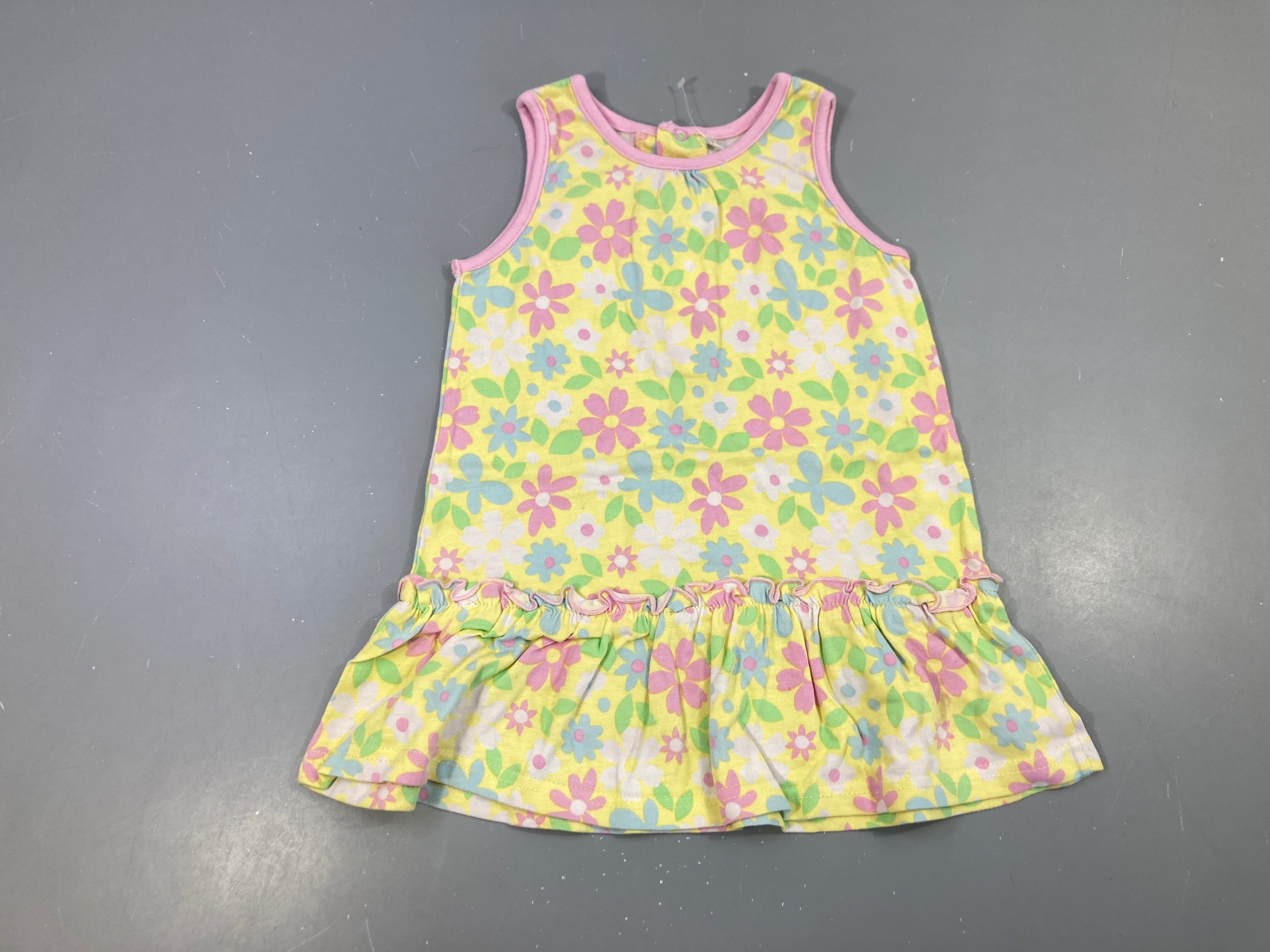 Robe s.m jersey jaune fleurie