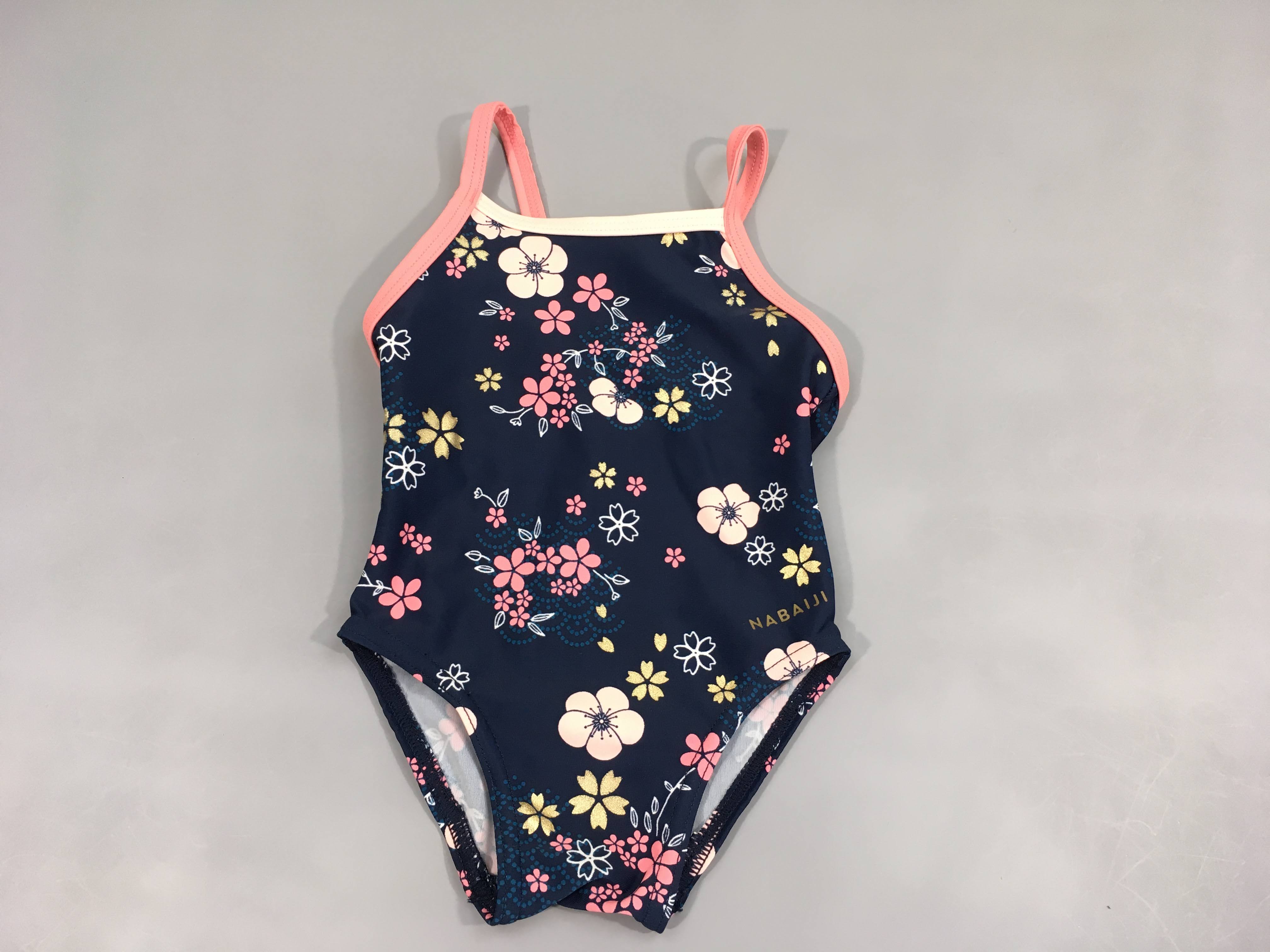 Maillot bleu foncé fleuri