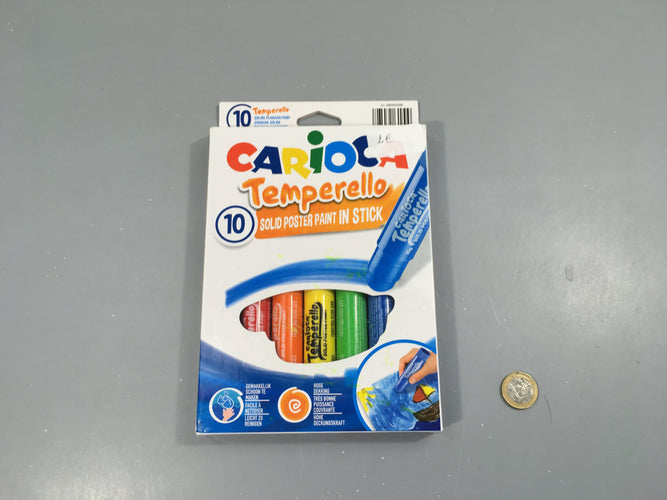 10 gouaches solides sous forme de bâton, Carioca Temperello, moins cher chez Petit Kiwi