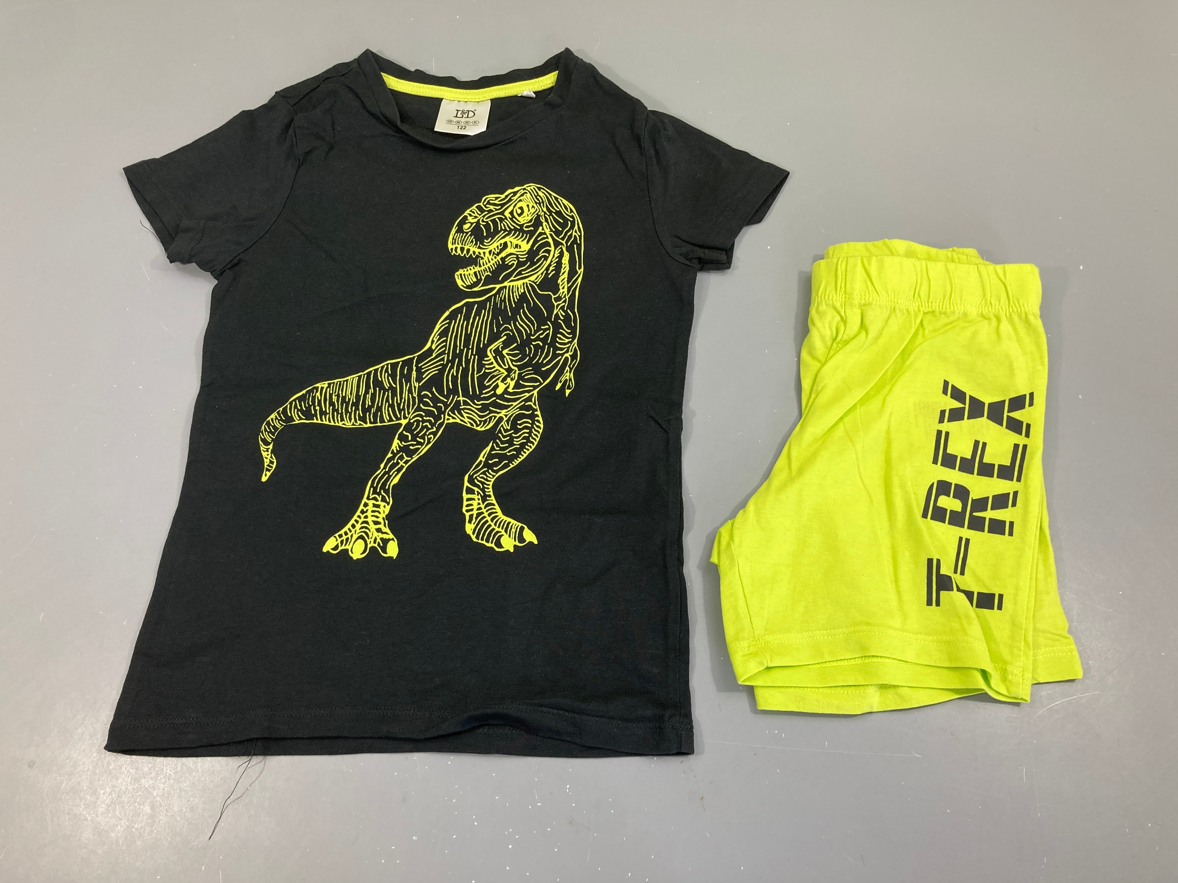 Pyjama 2 pcs noir vert anis Dino