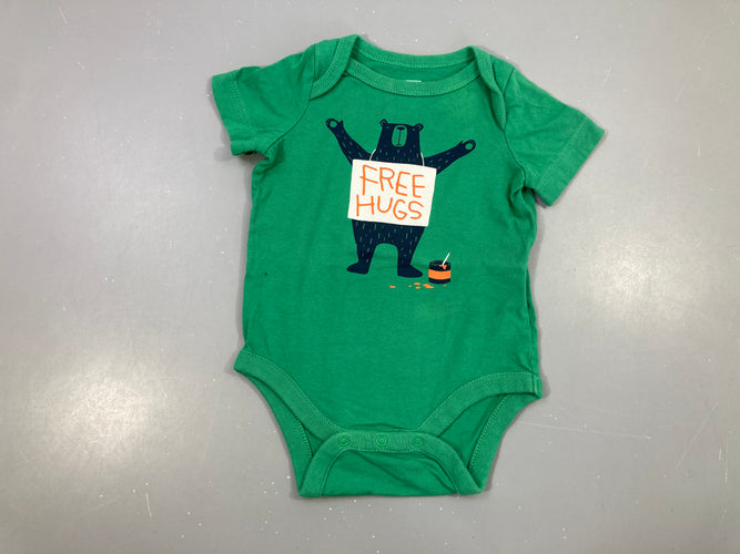 Body m.c vert Free Hugs, moins cher chez Petit Kiwi