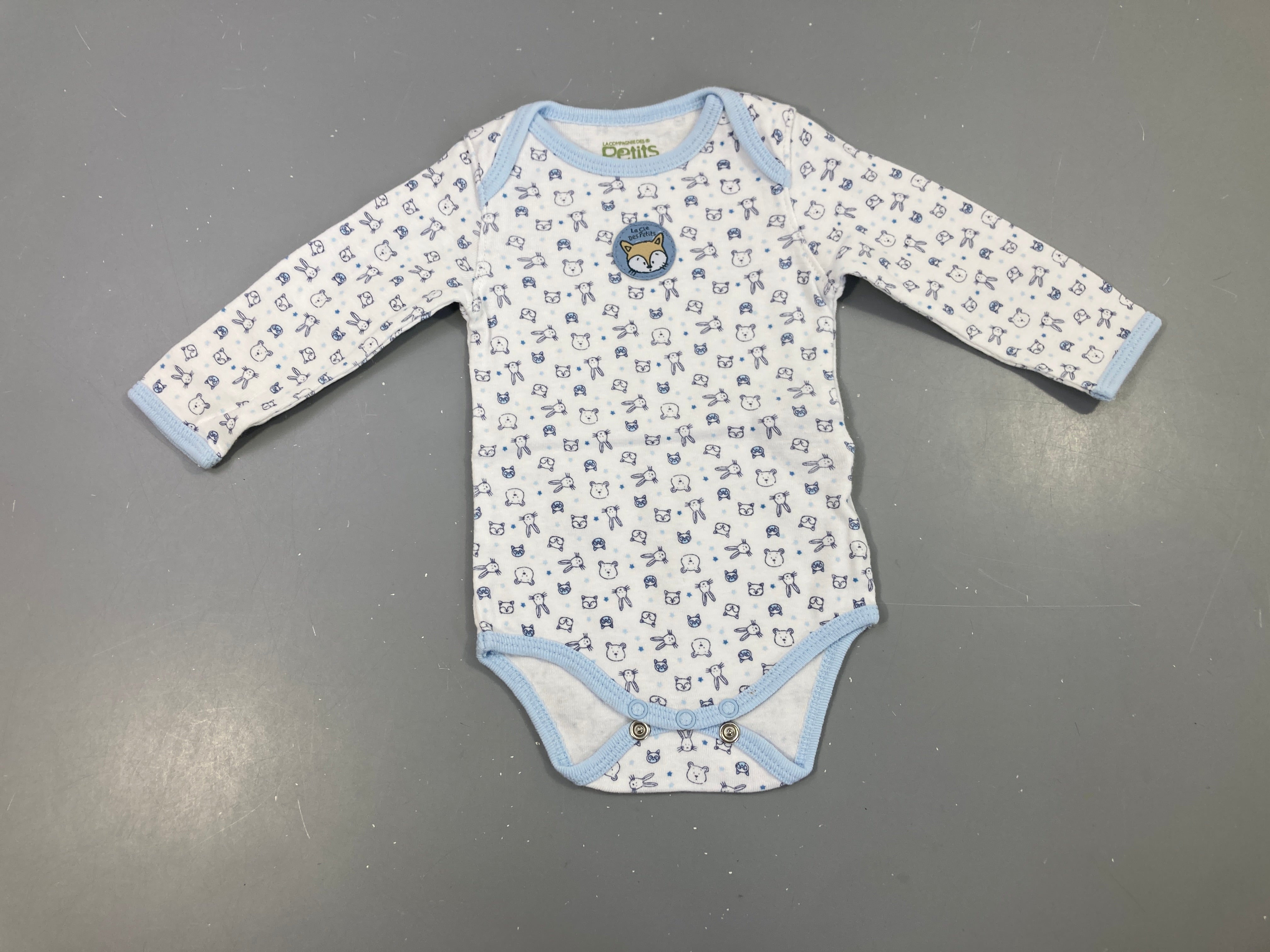 Body m.l blanc animaux bleus