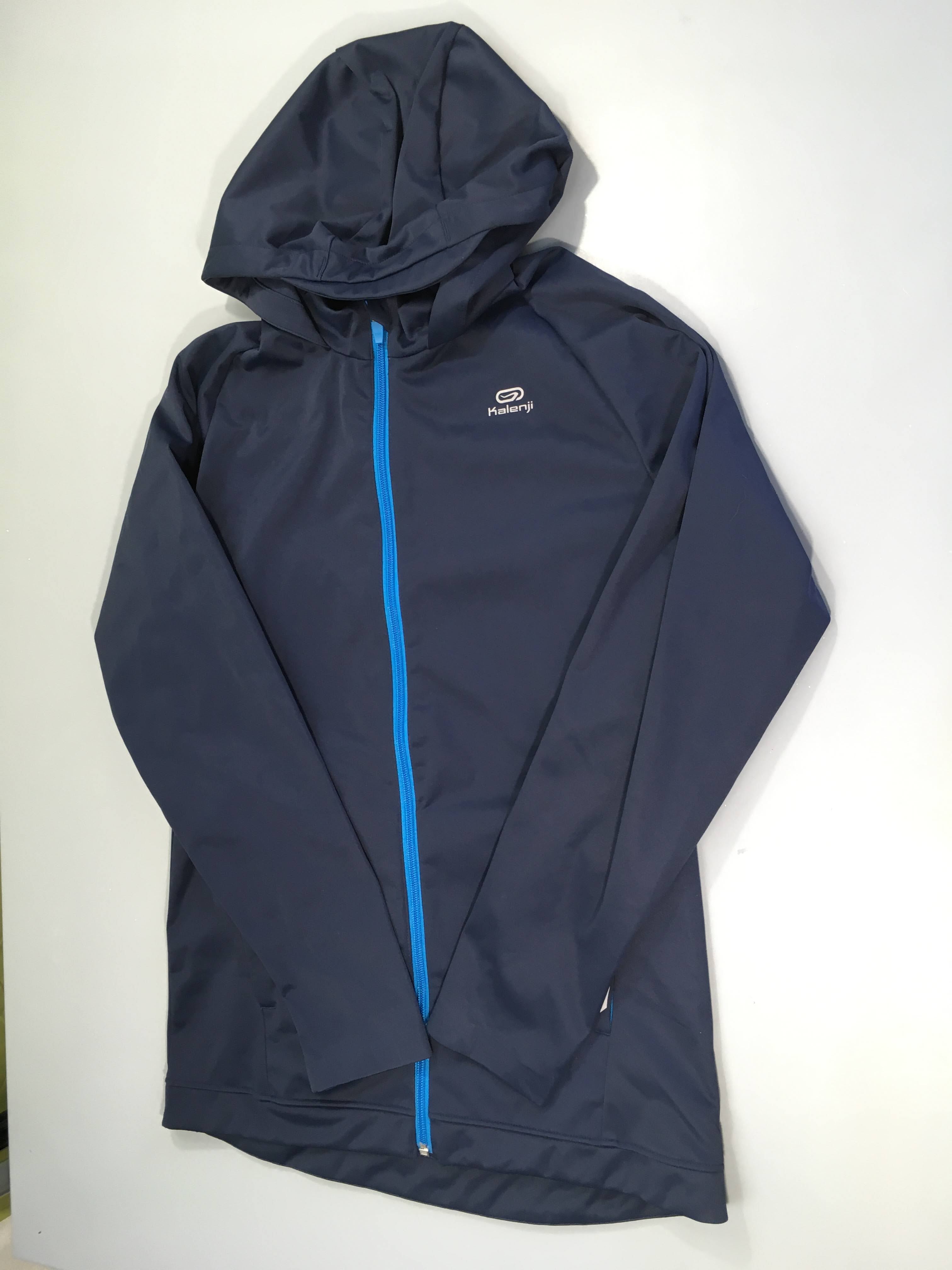 Veste de sport zippée bleu foncé à capuche Kalenji