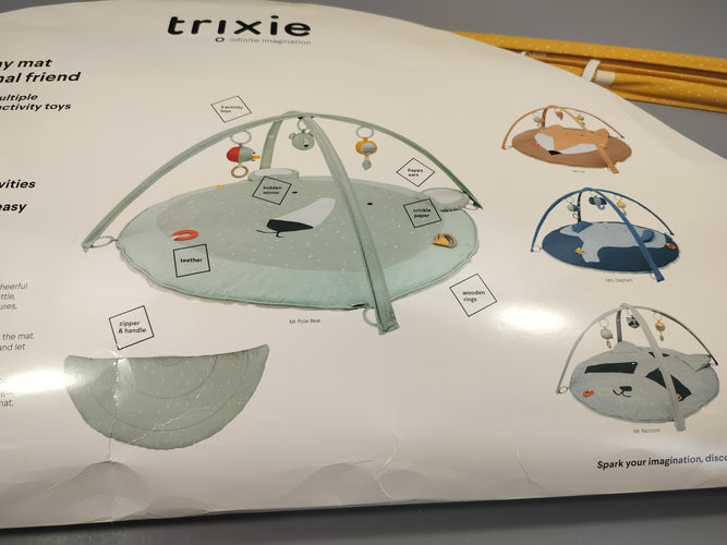 Tapis de jeu Trixie lion avec arche .  Fermeture de l'emballage en plastique cassée, moins cher chez Petit Kiwi