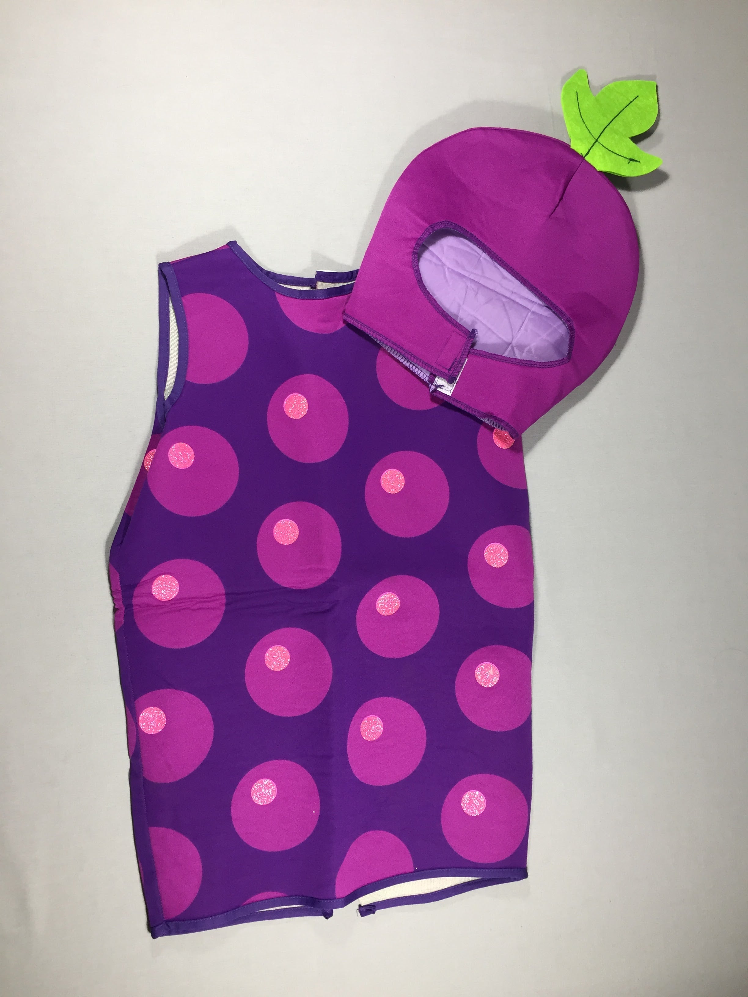 Déguisement fruité 3-6ans - fermeture velco de la nuque décousu