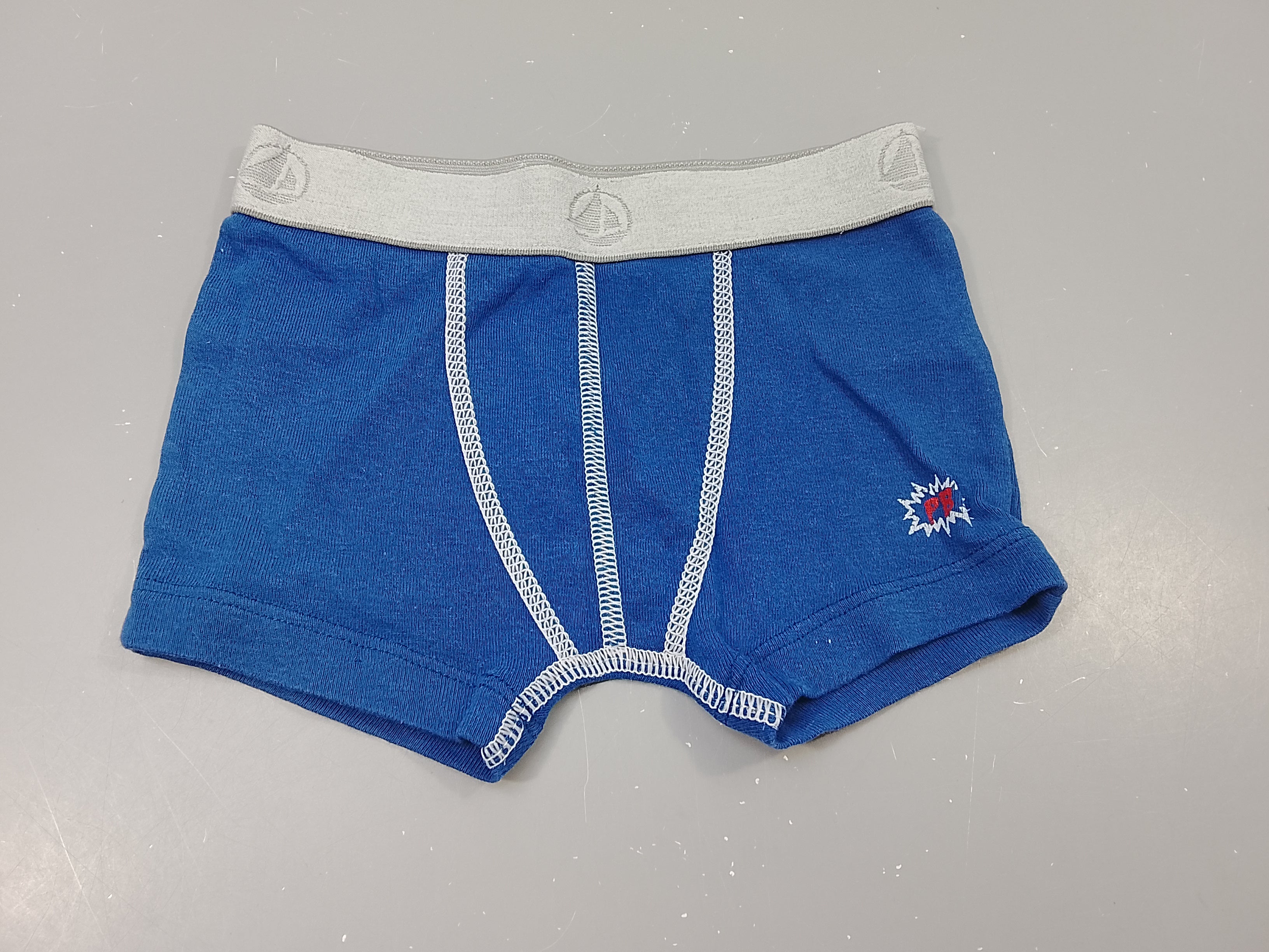 Boxer bleu, taille élastique gris