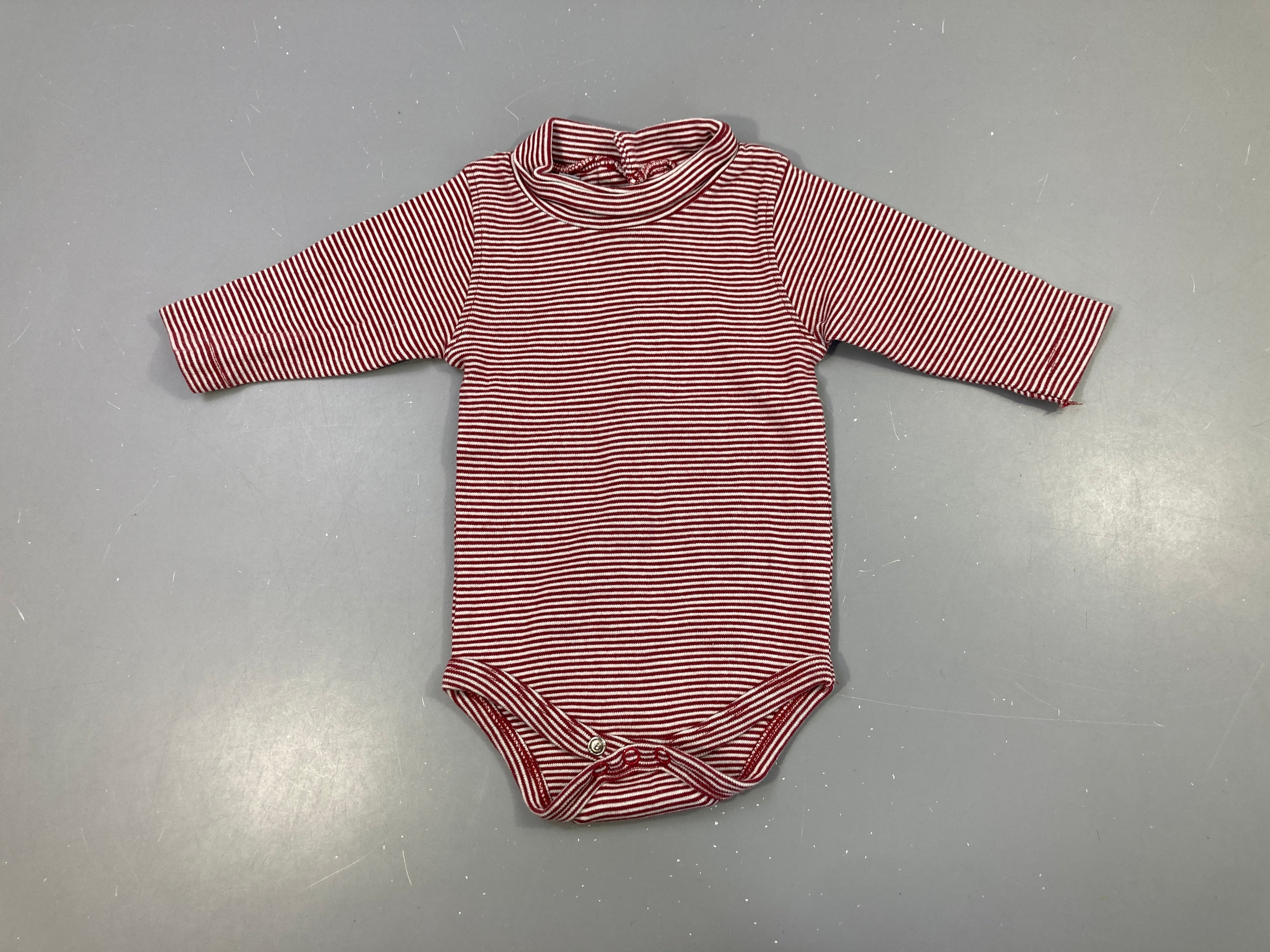 Body m.l col roulé blanc rayé bordeau