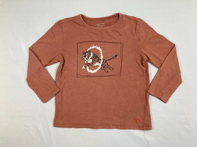 T-shirt m.l terracotta tigre flamme, moins cher chez Petit Kiwi