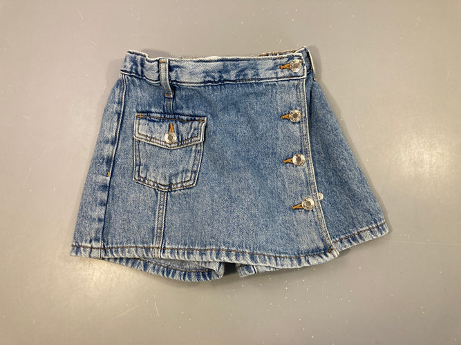 Jupe short en jean à rabat pressions, moins cher chez Petit Kiwi