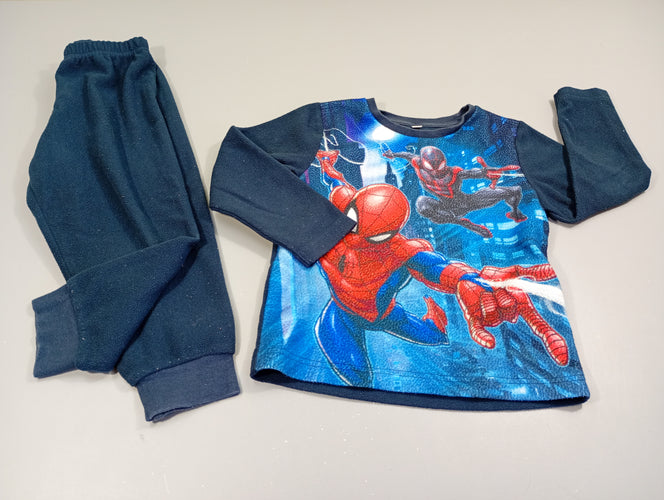 Pyjama 2pcs velours  bleu marine Spiderman, moins cher chez Petit Kiwi