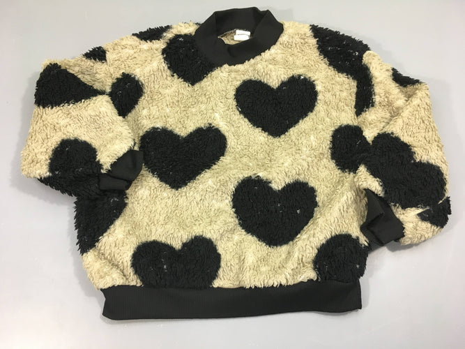 Sweat pelucheux beige pois noir, moins cher chez Petit Kiwi