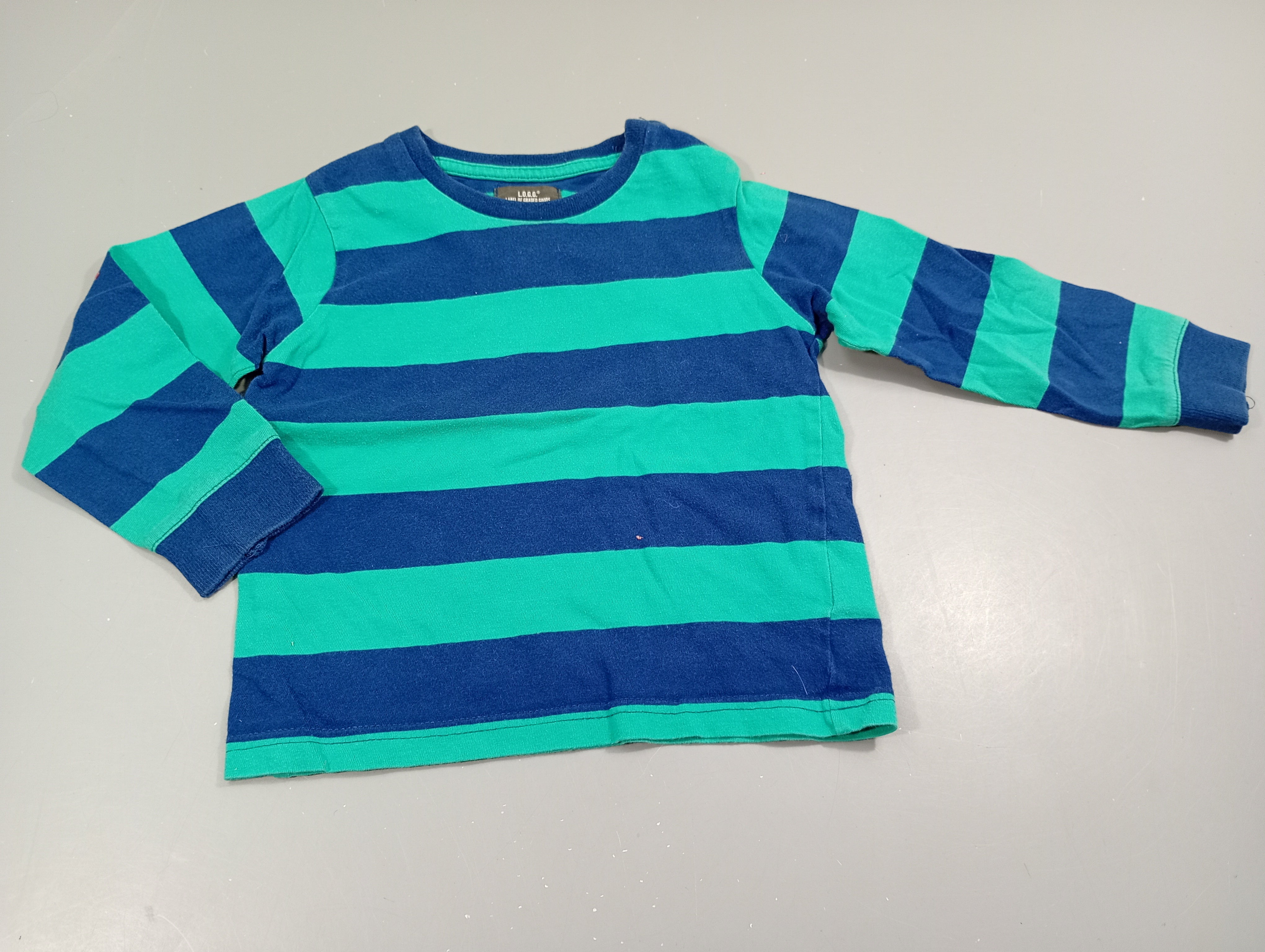 T-shirt m.l grosses rayures vert et bleu