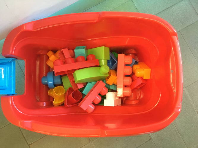 Chariot à tirer Play'n Go + blocs First Builders, MegaBloks, moins cher chez Petit Kiwi