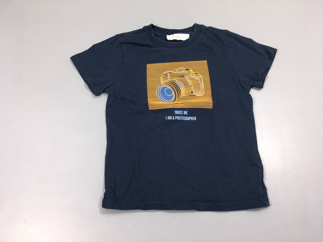 T-shirt m.c bleu foncé appareil photo, moins cher chez Petit Kiwi