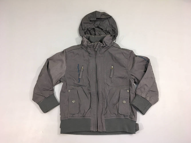 Veste légère grise à capuche Expedition-Bas bouloché, moins cher chez Petit Kiwi