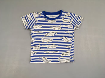 T-shirt m.c blanc rayé bleu crocodiles
