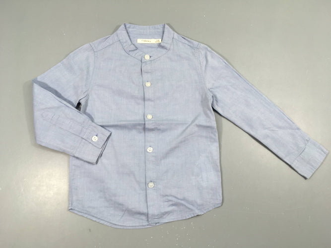 Chemise m.l col mao bleu clair, moins cher chez Petit Kiwi