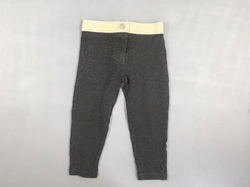 Pantalon jersey gris foncé chiné taille élastique doré
