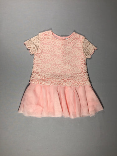 Robe m.c rose effet dentelle et tulle, moins cher chez Petit Kiwi