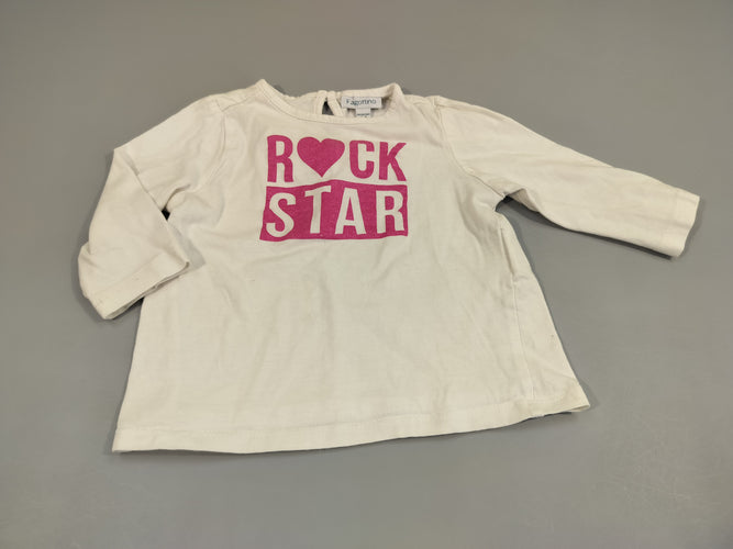 T-shirt m.l blanc " Rock Star", moins cher chez Petit Kiwi