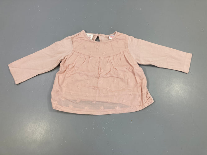 T-shirt m.l rose clair motifs brodés, moins cher chez Petit Kiwi