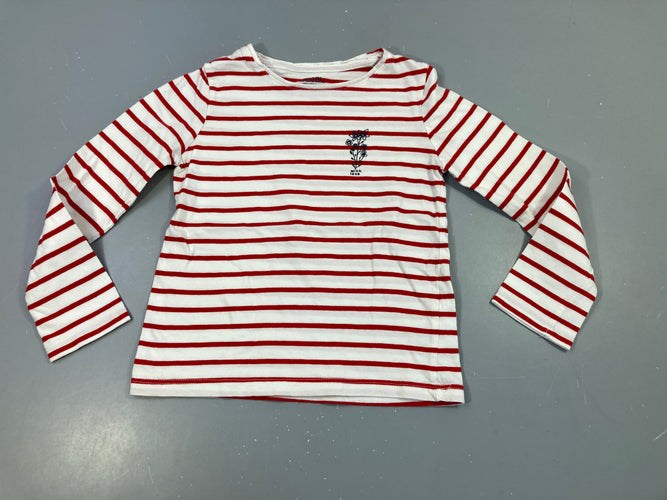 T-shirt m.l blanc rayé rouge fleur, moins cher chez Petit Kiwi