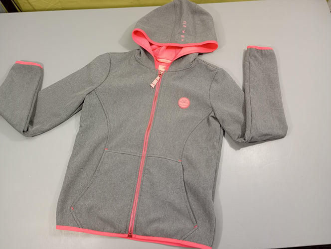 Veste coupe-vent zippée à capuche  bleu-gris chiné et rose "O'Neill", moins cher chez Petit Kiwi