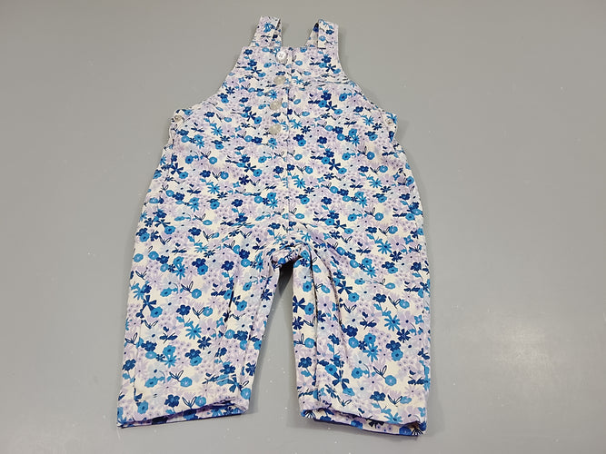 Salopette blanche  à fleurs bleu et mauve, moins cher chez Petit Kiwi