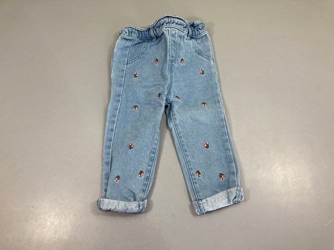 Jeans fruits brodés, moins cher chez Petit Kiwi