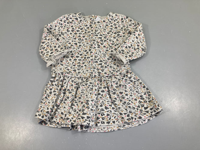 Robe m.l molleton gris coeurs branches, moins cher chez Petit Kiwi