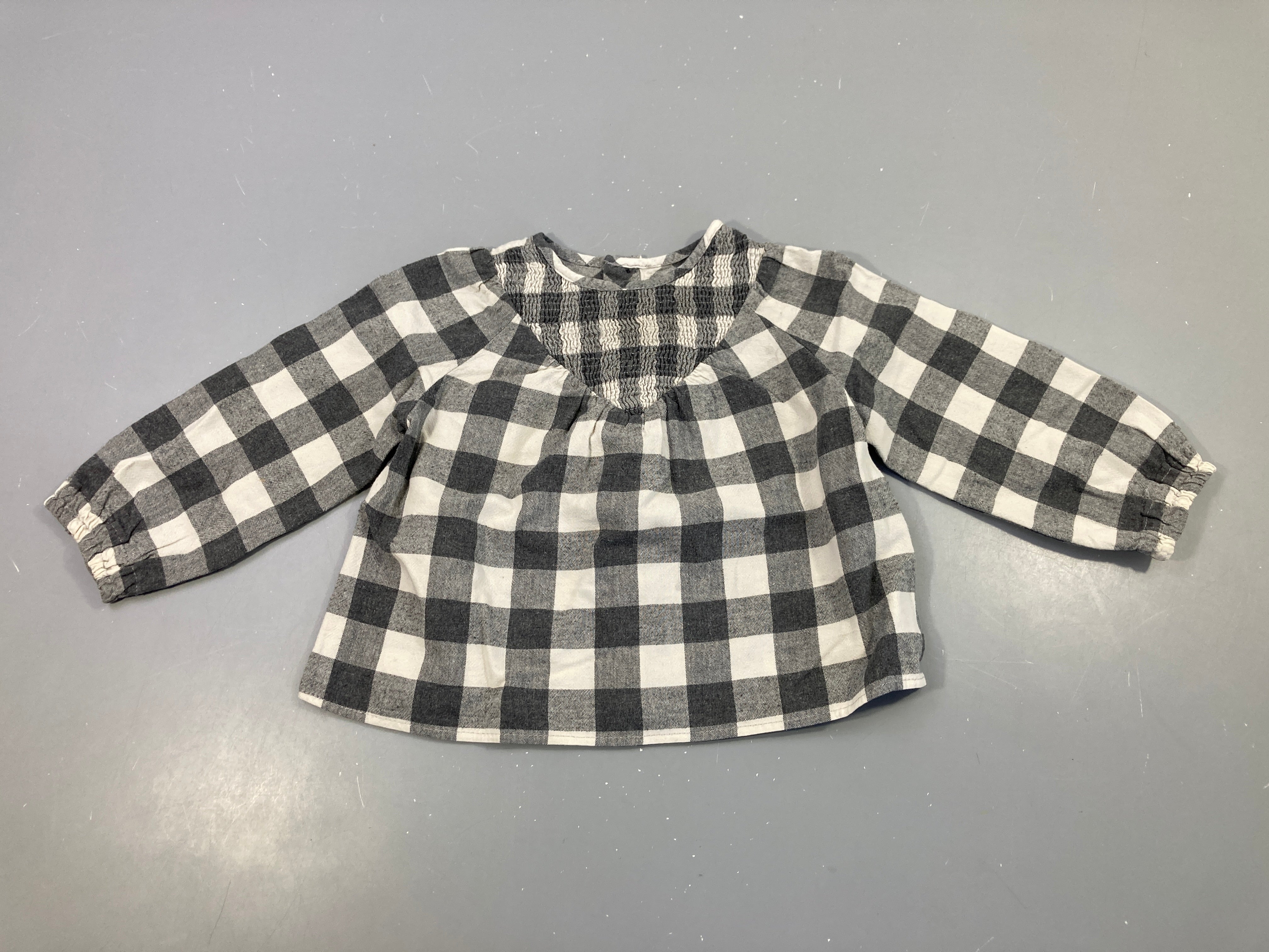 Blouse ml à carreaux blanc-gris s.moks col