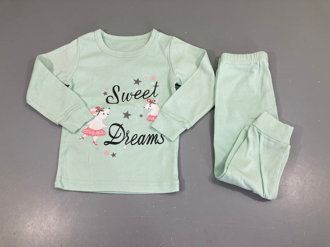 Pyjama 2pcs jersey menthe Sweet, moins cher chez Petit Kiwi