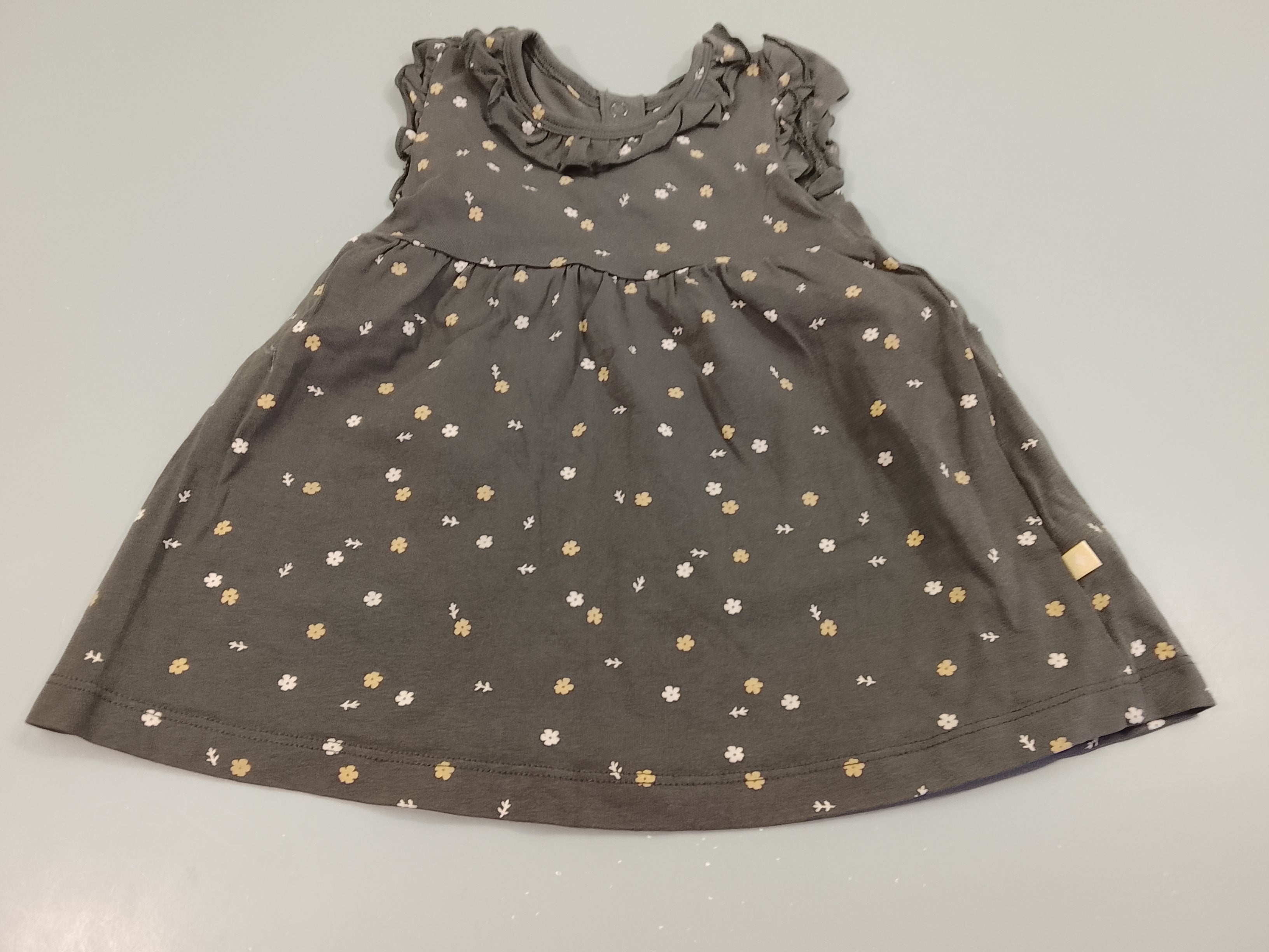 Robe s.m jersey Fetje anthtacite à fleurs ocres et blanches