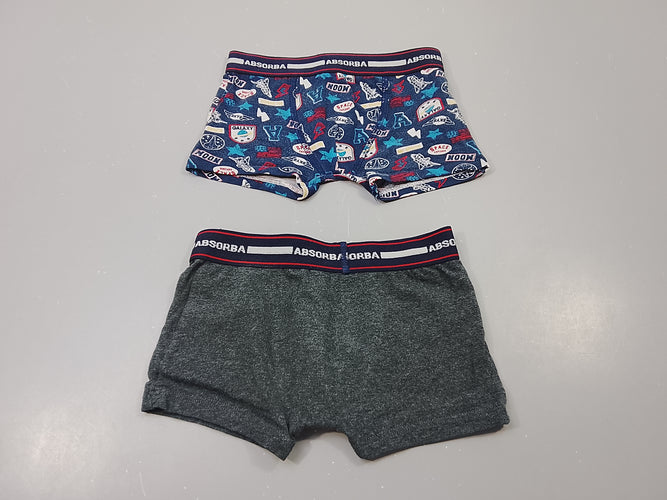 Lot de 2 boxers 1 gris chiné et 1 bleu marine à motifs, moins cher chez Petit Kiwi
