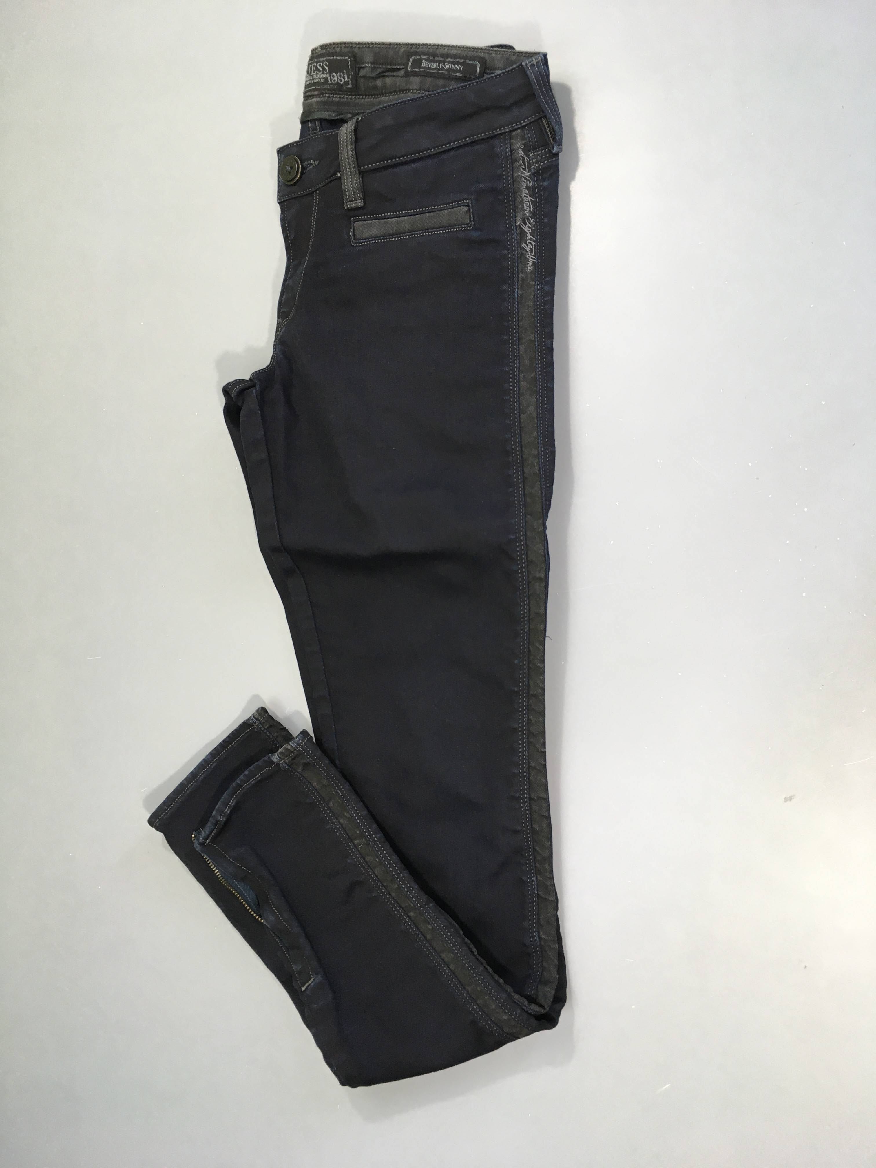 Pantalon skinny bleu foncé bords gris foncés 26