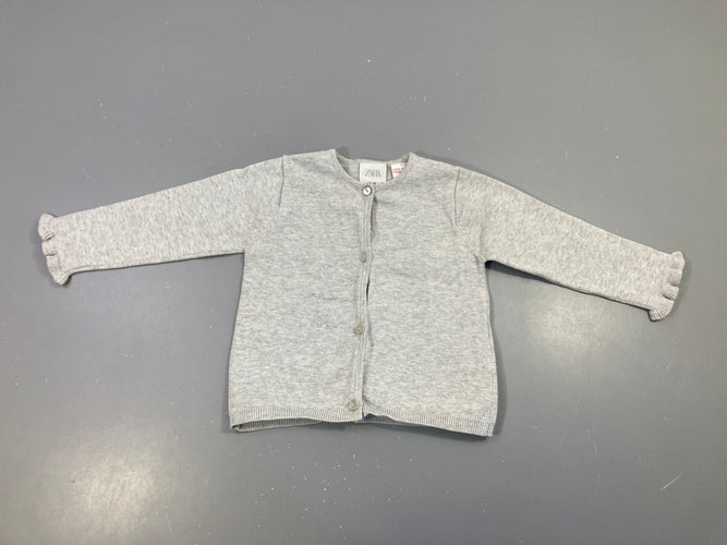 Gilet gris froufrou bas manches, moins cher chez Petit Kiwi