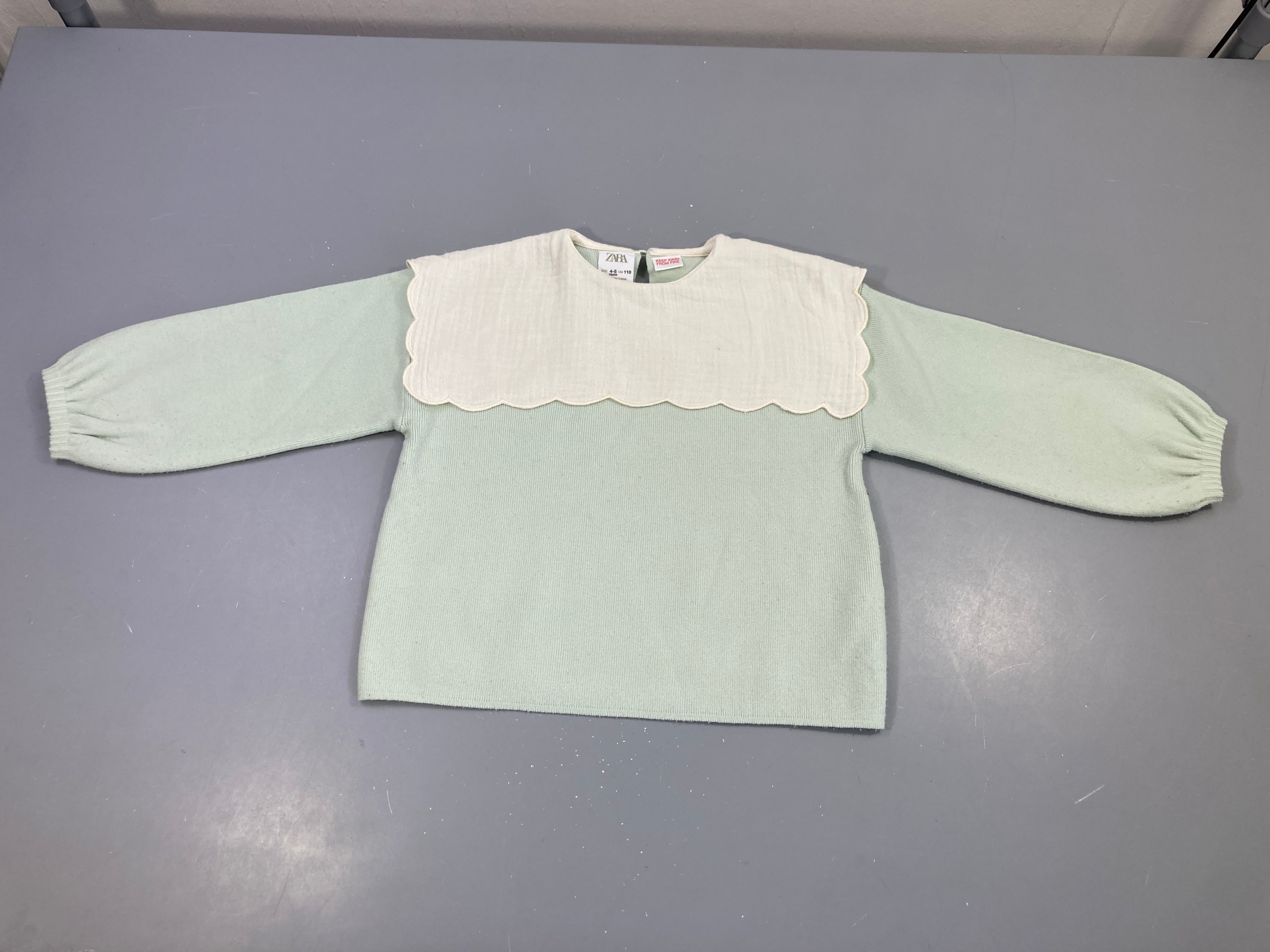 Pull vert d'eau un peu bouloché grand col tetra