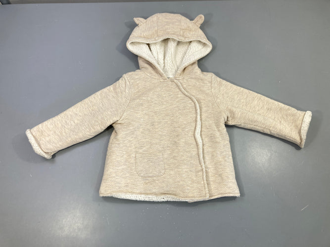 Gilet veste à capuche beu-ige rosé fils métalisé doublé teddy, moins cher chez Petit Kiwi