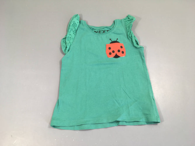 T-shirt m.c vert poche coccinelle manches dentelle, moins cher chez Petit Kiwi
