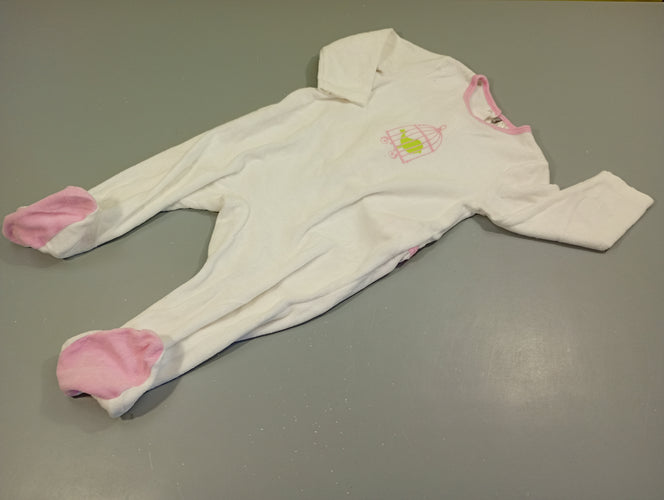 Pyjama velours blanc oiseau dans sa cage, moins cher chez Petit Kiwi