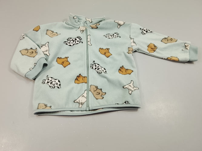 Polar zippé bleu , motifs animaux, moins cher chez Petit Kiwi