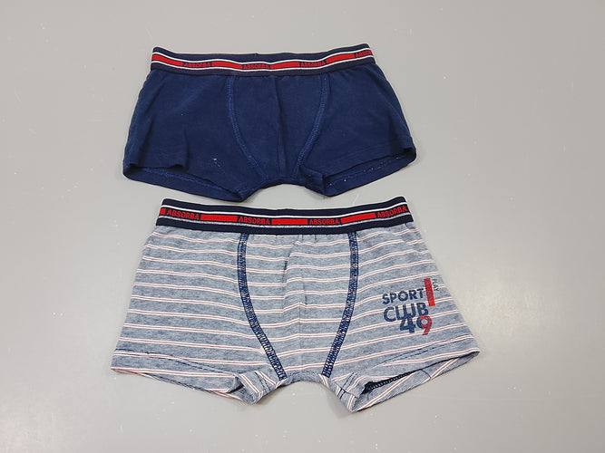 Lot de 2 boxers 1bleu marine et 1 rayé bleu marine, rouge ,blanc, moins cher chez Petit Kiwi