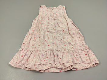 Robe s.m rose très pâle, motifs fleurs  100% coton