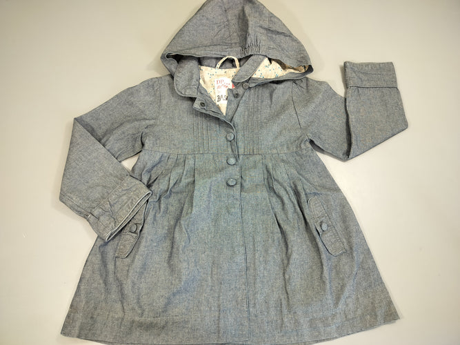 Veste à capuche  bleu chiné. Boutonnée, moins cher chez Petit Kiwi