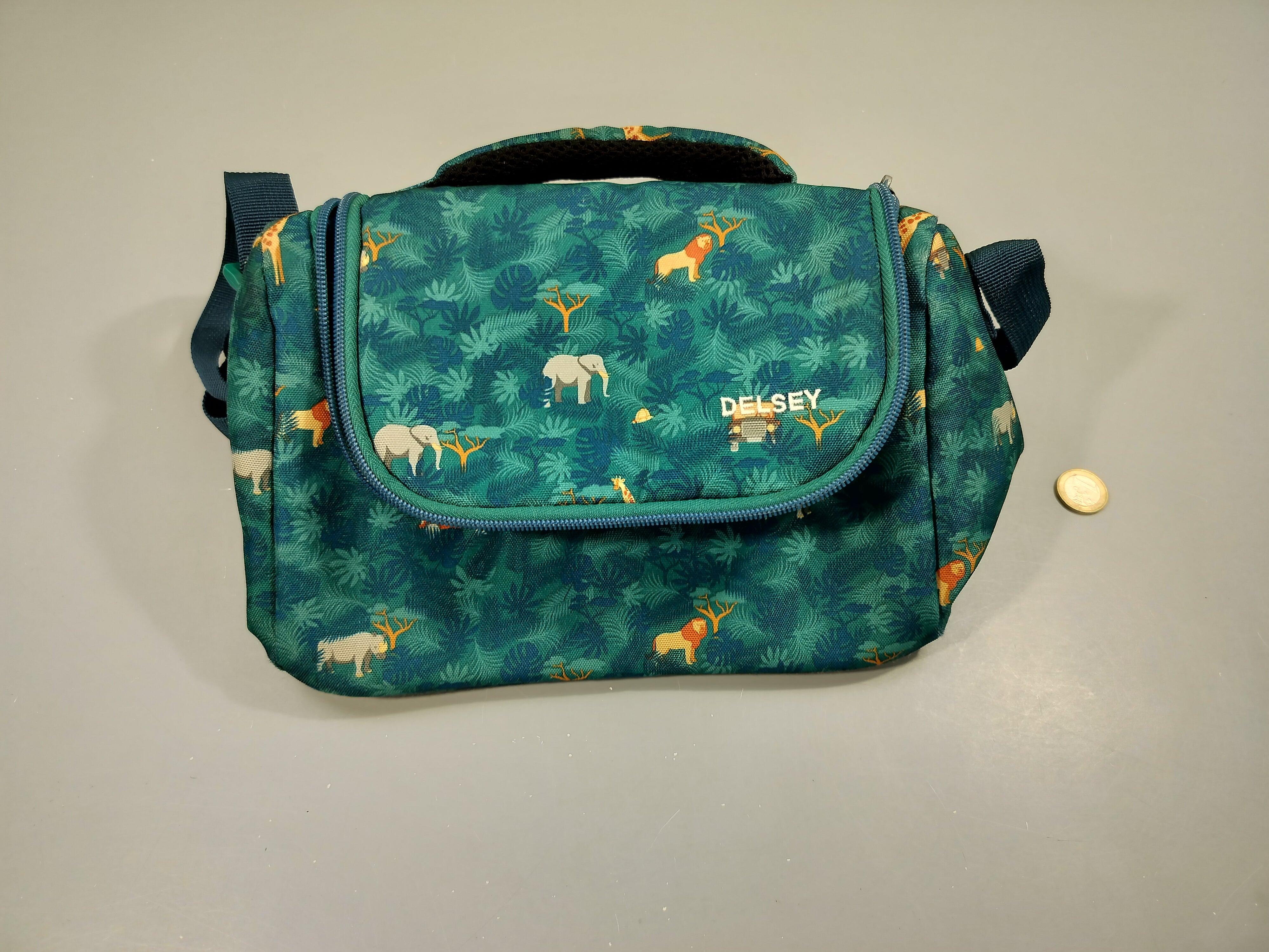 Sac luncbox Delsey vert motifs savane