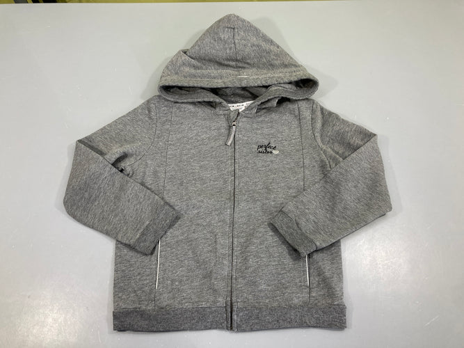 Sweat zippé à capuche gris chiné perfect, légèrement bouloché, moins cher chez Petit Kiwi
