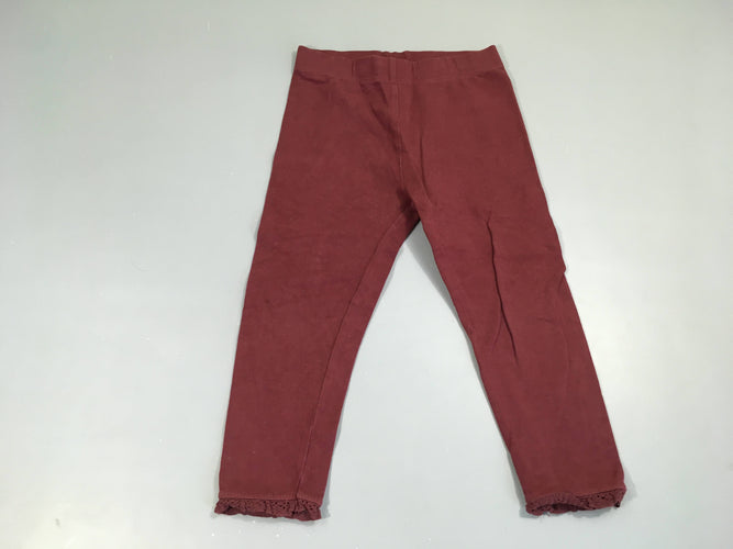 Legging bordeaux bas dentelle, moins cher chez Petit Kiwi