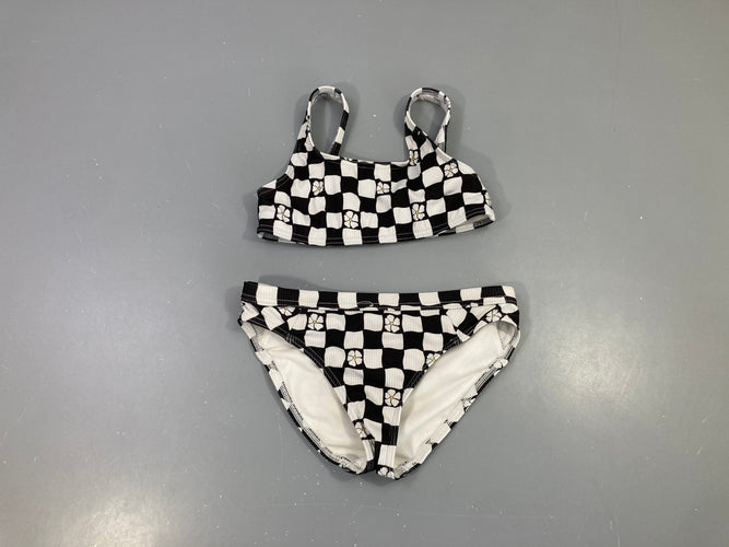 Bikini carreaux noir/blanc fleurs (pas d'étiquette), moins cher chez Petit Kiwi